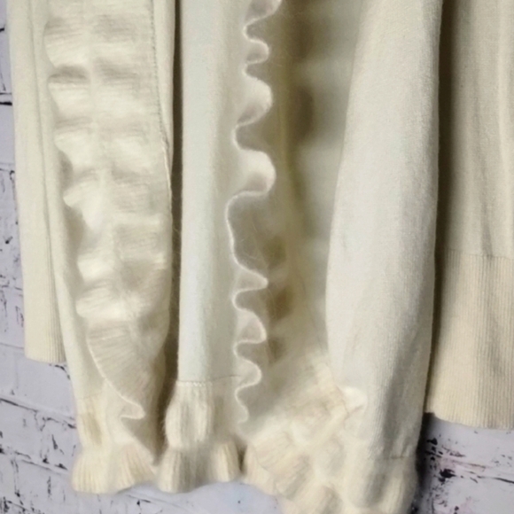 ✨White House Black Market Cream Plush Trim Long Cardigan Sweater - Picture 3 of 6
